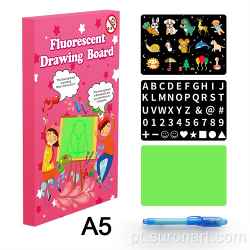 Prancheta fluorescente de graffiti 3D infantil A5